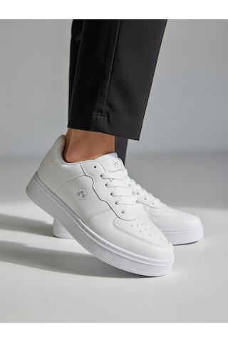 Nstil Unisex Spor Ayakkabı Rahat Yumuşak Taban Kaymaz Günlük Bağcıklı Sneaker 408 Beyaz