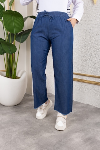Beli Lastikli Keten Pantolon - Lacivert / A0104 Lacivert