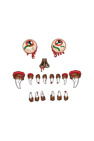 Yunboo Kahverengi Pvc Halloween Korku Göz Dişli Dekoratif Sticker - Dayanıklı Araba Bagaj Garaj Dekoru