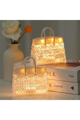 Yifomall Akrilik Çanta Şekilli Led Gece Lambası - Islak Beyaz Işık, Taşınabilir Dekoratif Aydınlatma, Çocuk Hediyesi, Düğme Pil 3xlr44 Şeffaf