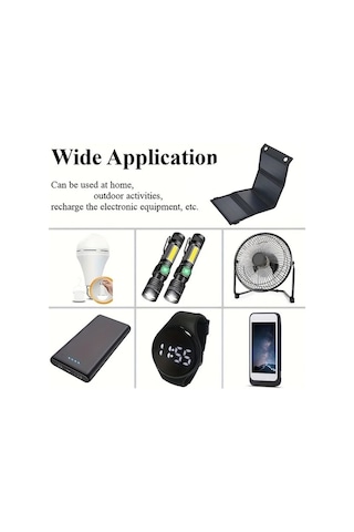 Besthome1 Dream011 1 Adet Taşınabilir Katlanabilir Güneş Paneli Siyah Usb Arayüzü Telefon Tablet Şarj Kampçılık Seyahat Monokr