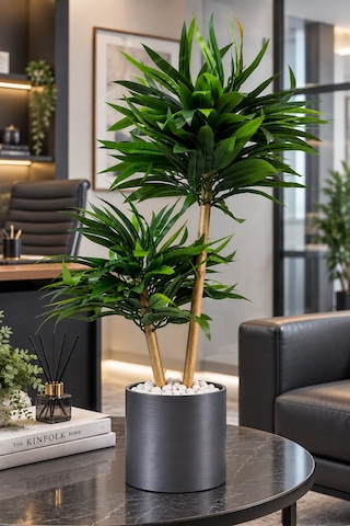 75 Cm Yapay Bambu Metal Saksı 30x30 Dekoratif Ağaç Yeşil
