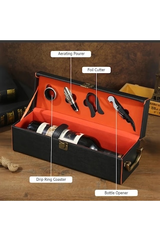 Cordial Siyah 1 Tek Sarap Sisesi Hediye Kutusu Aksesuar Seti Tasinabilir Tasima Kilifi Sise Tutucu Parti Ev Ve Koleksiyon İcin