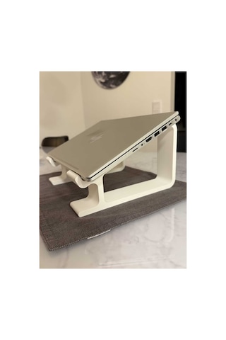 Ergonomik Laptop Standı Beyaz Notebook Yükseltici İki Parçalı Masaüstü Bilgisayar Altlığı Beyaz