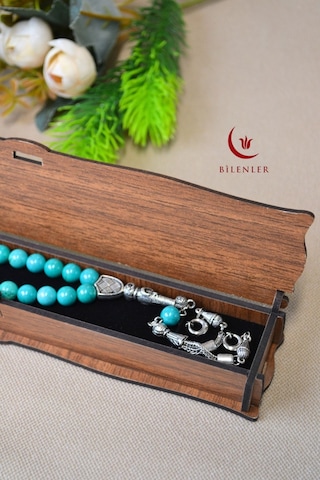 Firuze Taşlı 33 Lü Erkek Tesbih Doğal Taş, Özel Kutulu Turkuaz