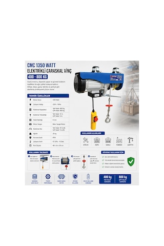 Cmc 1350 Watt Elektrikli Caraskal Vinç 400-800 Kg