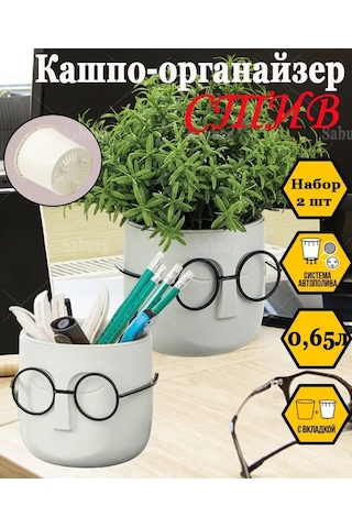 Saburg Çiçek Saksısı 0,65 Litre Saksı Seti 2 Adet Otomatik Sulama Saksı 138199335