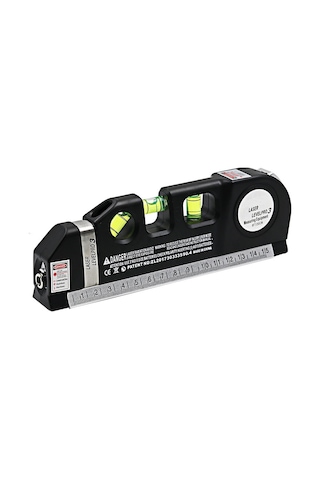 Hangfox Kompakt 4-1 Ev Dekorasyon Aleti: Lazer Seviye, Metre, Kızılötesi İle Hassas Ölçüm - Siyah Pil Dahil