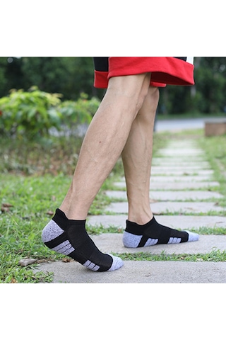 Yuntech01 Hafif Gri Spor Çoraplar S Beden 35-38 - 6 Çift Paket, Pamuklu Ve Elastik, Banyo Altı Desenli Açık Gri