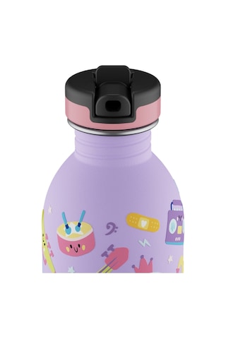 Kids Bottle Music Friends Pipetli Paslanmaz Çelik Çocuk Su Matarası 250 Ml Mor