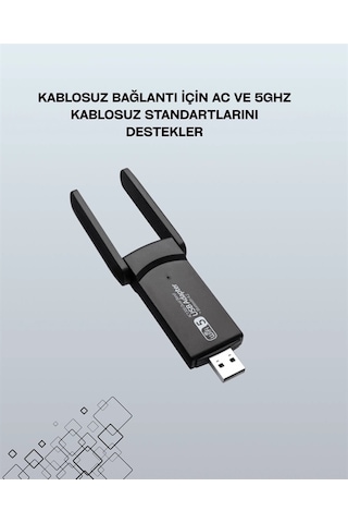 Yüksek Hızlı 1200 Mbps Çift Bant Usb Wifi Adaptör Güçlü Sinyal, Geniş Uyumluluk