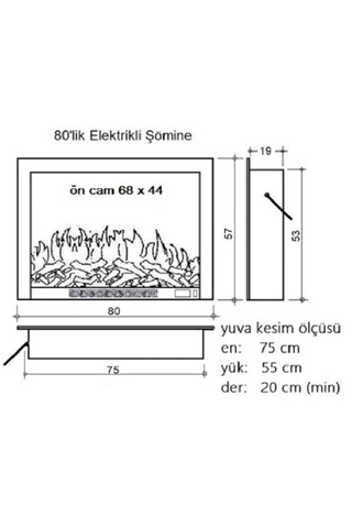 Alaz Efekt 1800w 80cm Bluetooth Ve Ses Efektli Dekoratif Elektrlkli Şömine
