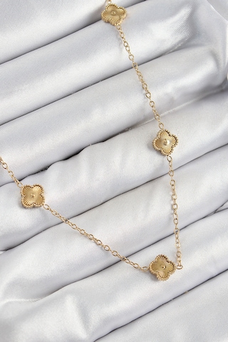 316l Çelik Yonca Model Gold Renk Kadın Kolye - Tj-bko10378 Gümüş