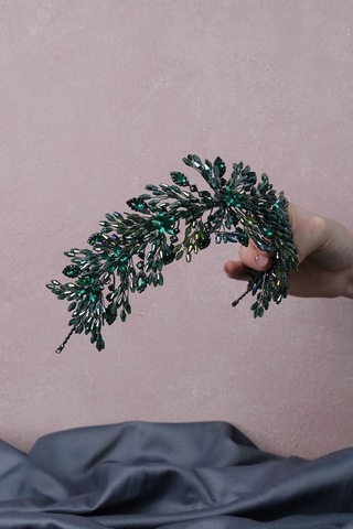 FdayAksesuar Yeşil Arden Kristal Boncuklu Saç Bandı Ve Gelin Kına Tacı FRDY31687