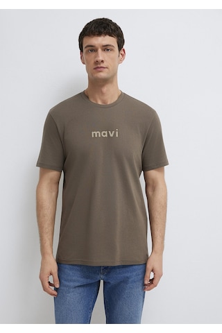 Mavi - Mavi Logo Baskılı Kahverengi Tişört 0612732-83866 Kahverengi
