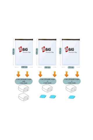 5'li Jumbo İlkbahar Sonbahar Vakumlu Poşet Seti En Büyük Boylar Vakumlu Poşet Hurç Şeffaf