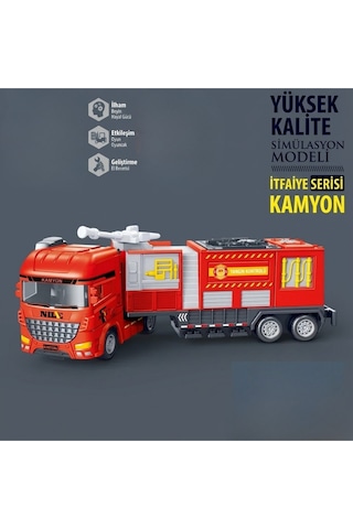 Büyük Boy Hareketli İtfaiye Kamyonu - Eğitici Simülasyon Oyuncak İtfaiye Aracı 26 Cm