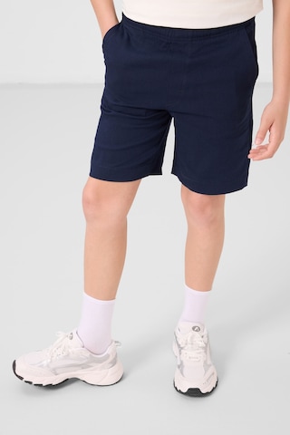 Ekru-lacivert Pamuklu Oversize Fit Dokuma Hafif Esnek Chino Erkek Çocuk Şort Takım - 11278 Ekru