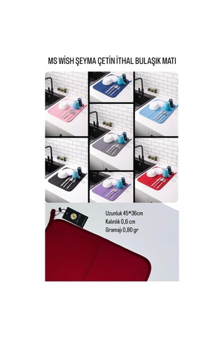 Ms Wish Bulaşık Kurutma Matı Siyah Diğer