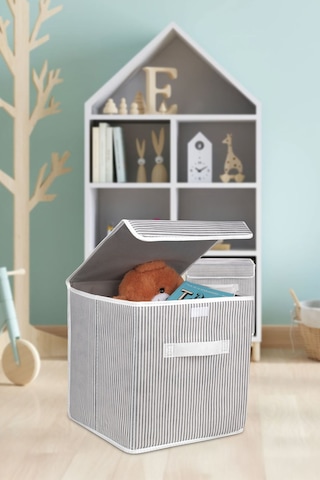 Adarya Home Kapaklı Dolap Içi Çamaşır Oyuncak Düzenleyici Katlanır Saklama Kutusu 30x30x30 Çizgili Diğer