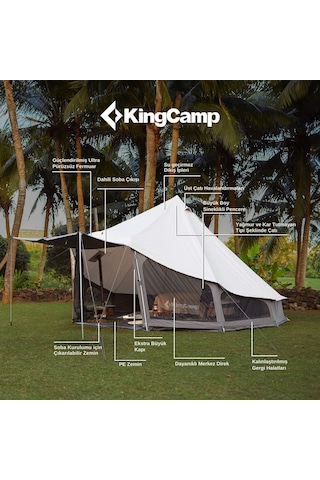 Kingcamp Khan Lıght 400 Premium 4-6 Kişilik Glamping Çadır Gri