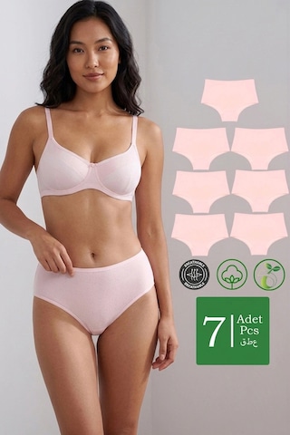 Meine Liebe Unterwäsche Pamuklu 7'li Paket Yüksek Bel Toparlayıcı Etkili Bato Külot Pembe