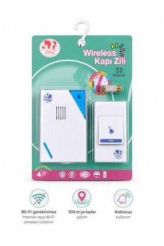 Kırgıl Wireless Kablosuz Kapı Zili 32 Melodili Pilli Kapı Zili