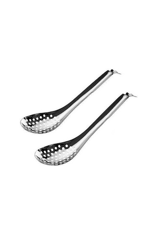 Fastbuy Küresel Kaşık 2'li Paslanmaz Çelik Moleküler İzlenebilir Gümüş Kaşık