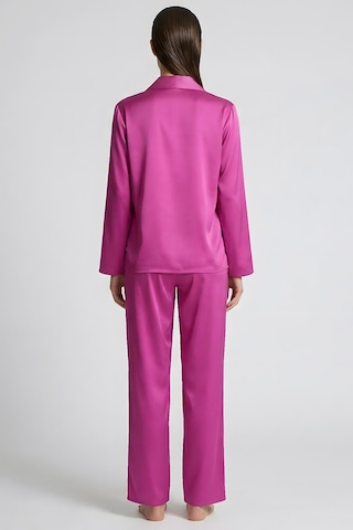 Amoris Fuşya Uzun Saten Pijama Takımı