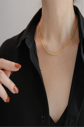 Kadın Elmas Halat Zincir Çelik Kolye Gold