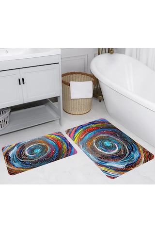 Rovigo Home Dijital Baskılı 2'li Banyo paspas Takımı RVG5243 Çok Renkli