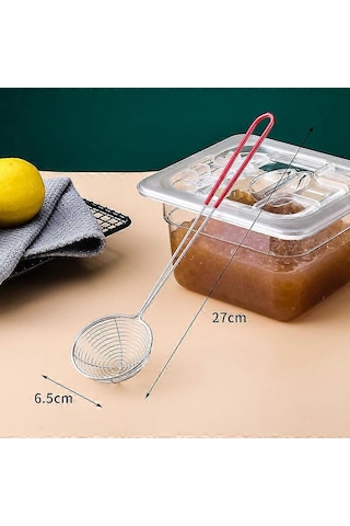Paslanmaz Çelik Süzgeç Mutfak Aleti Paslanmaz Çelik Sıcak Tencere Süzgeci Paslanmaz Çelik Tel Kepçe Kaşık 1 Adet, Çok Renkli