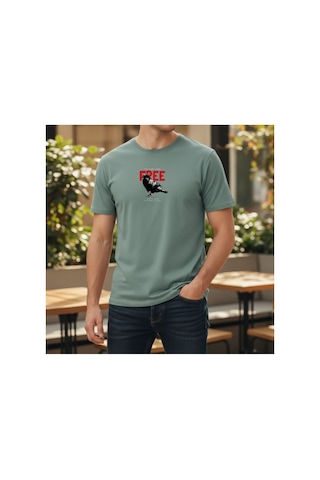 Urbantrendstore Unisex Özgür Kuş Free Birds Yazlık Tshirt Oversize Fit Rahat Geniş Salaş T-shirt Günlük Tişört Mint