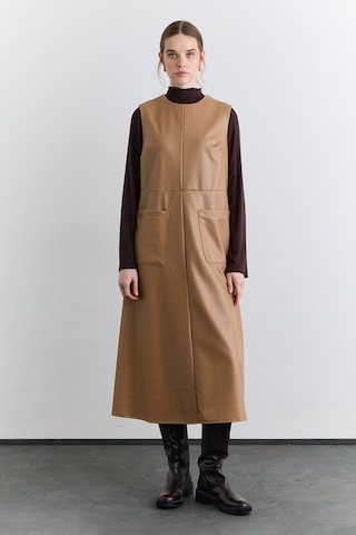 Manuka Cep Detaylı Deri Elbise Camel Aw25elb00009-05 Camel