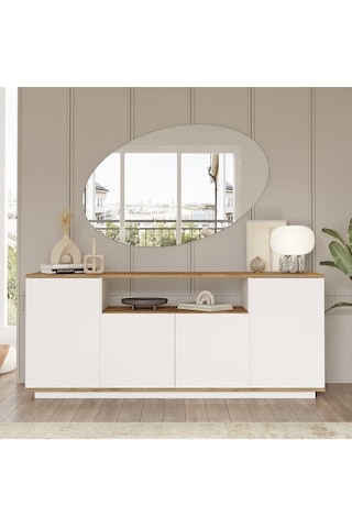 Aven Konsol 4 Kapaklı Raflı 180cm Çam-beyaz Ave15-aw Atlantik Çam - Beyaz