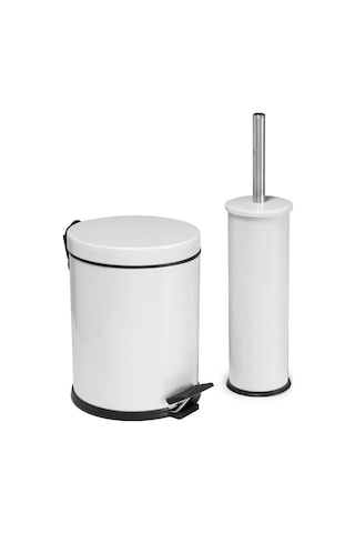 Foreca 2 Li Çöp Kovası Banyo Seti Beyaz