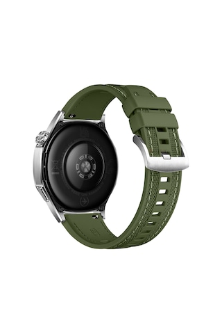 Sneezy Huawei Watch Gt5 Pro 46mm İle Uyumlu Metal Tokalı Dikiş Detaylı Şık Dokuma Silikon Kordon
