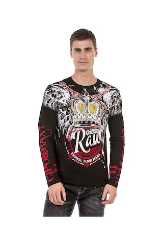 Cipo & Baxx CL451 Taşlı Baskılı Siyah Sweatshirt Siyah