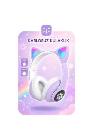 Premium Bluetooth Kulaklık Kulak Üstü Hd90 Mor Taşınabilir Oyun Tarz