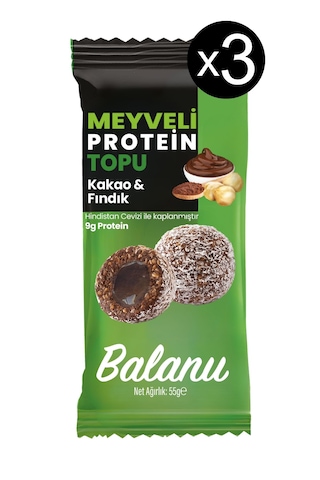Meyveli Kakaolu & Fındıklı Protein Topları 55gr X3 Adet