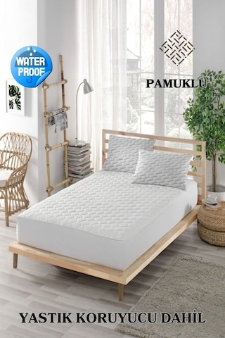 Ely Parker 200x200 Sıvı Geçirmez Alez Mikro Kapitoneli Fitted Battal Su Yatak Koruyucu MKRKAPFIT200200 Beyaz Çift Kişilik 200 x 200 Beyaz