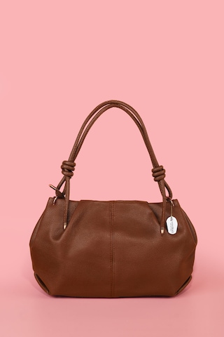 Westbag Kadın Dokulu Büzgülü Premium El Ve Omuz Çantası Taba