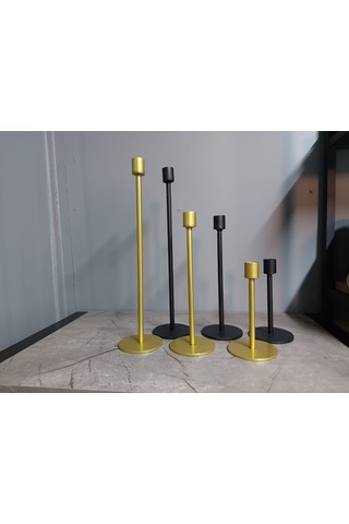 Lyla Candle3 'lü Mumluk, Şamdan Seti Gold Gold