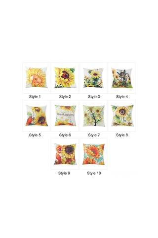 Reedark Çiçek Desenli Keten Yastık Kılıfı - Ayçiçeği Baskılı Ev Ofis Dekorasyonu, 45x45 Cm Diğer