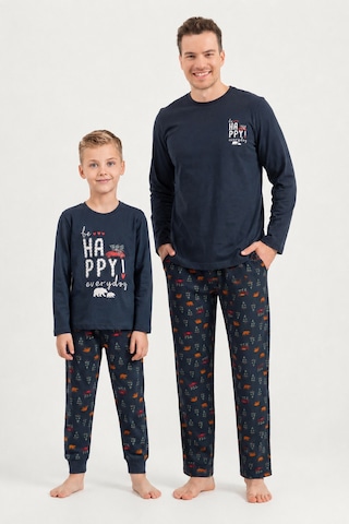Rolypoly Be Happy Everyday Baba Oğul Lacivert Uzun Kol Pijama Takım Rp3933-a-v1 Rp3933-a-v1