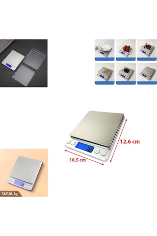 İbico 2 Tepsili Küçük Hassas Tartı Sayma Modlu Laboratuvar Kuyumcu Terazisi Mutfak Tartısı Max: 3 Kg