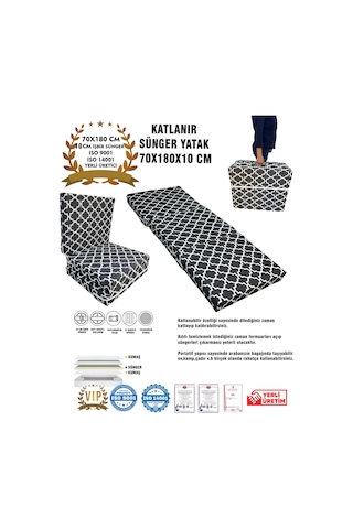 Katlanır Yer Yatağı Ve Tek Kişilik Sünger Katlanır Minder Yatak 70x180x10 Cm-karaçatı