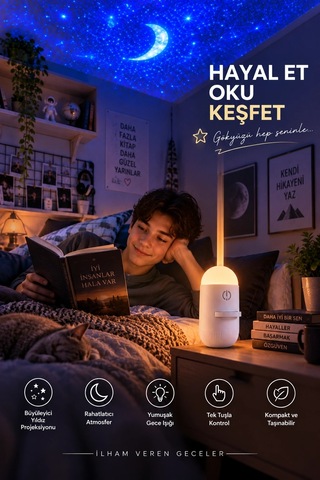 Çocuk Odası İçin Yıldızlı Gökyüzü Projeksiyon Gece Lambası Karışık