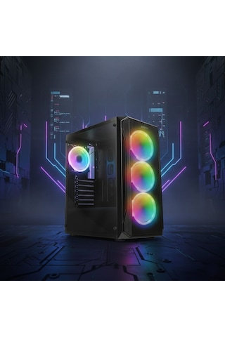 4x Rgb Fanlı Gaming Bilgisayar Kasası - Yüksek Hava Akışı, Modern Tasarım, Sessiz Fan