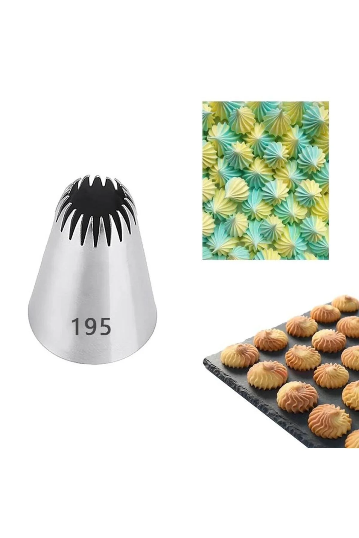 195 Nolu Süsleme Duyu Orta Boy 4 Adet Krema Sıkma Torbası Hediye Metal